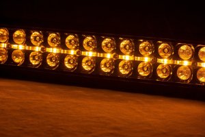 LED Light Bar - Rough Country - 30 Inch Black Series | Curved | Dual Row | Amber DRL - Black